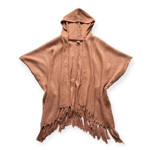 🔃Francesca's Collections Orange Poncho Sweater With Hood